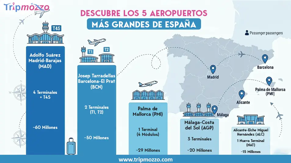 Descubre los 5 aeropuertos más grandes de España TripMozzo
