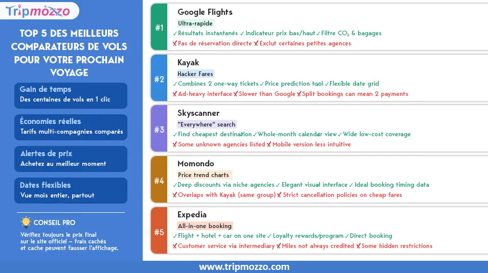 Top 5 des meilleurs comparateurs de vols pour votre prochain voyage TripMozzo