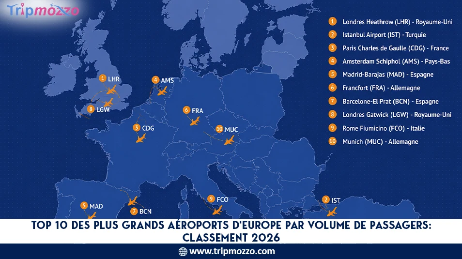 Top 10 des plus grands aéroports d'Europe par volume de passagers : Classement 2026 TripMozzo