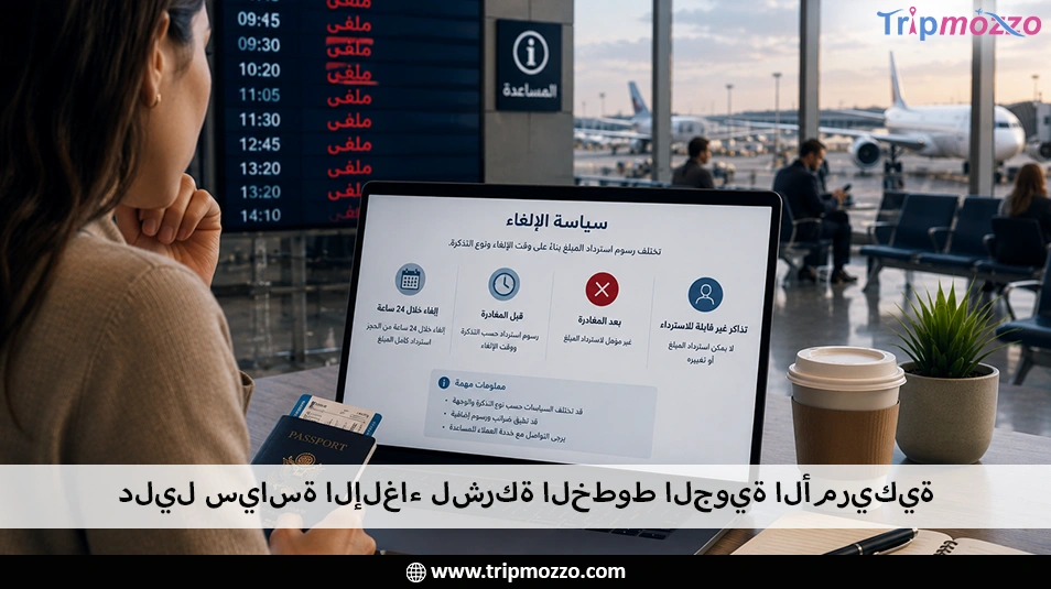 دليل سياسة الإلغاء لشركة الخطوط الجوية الأمريكية TripMozzo